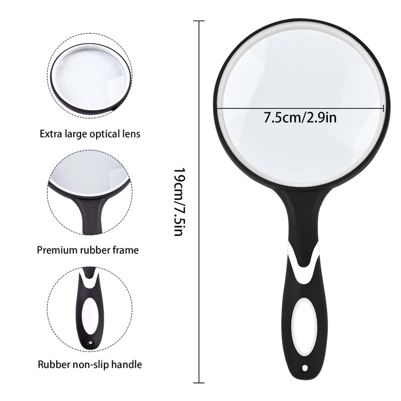 Faumsut Large Magnifying Glass, 10X Magnifying Glasses for Reading Hobbies Applied to Science Books Hobby Observation Premium Soft Hand Shank Magnifier for Seniors - Image 2